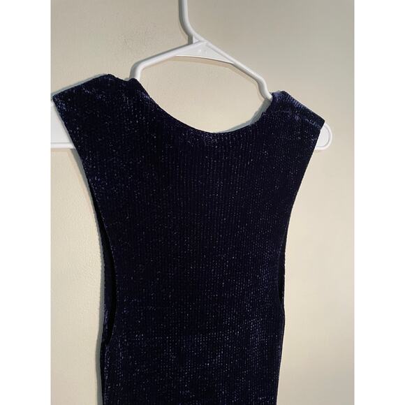Alexander Wang Navy Blue Velvet Knit Sleeveless Tunic Top‎ One Size - Picture 6 of 9